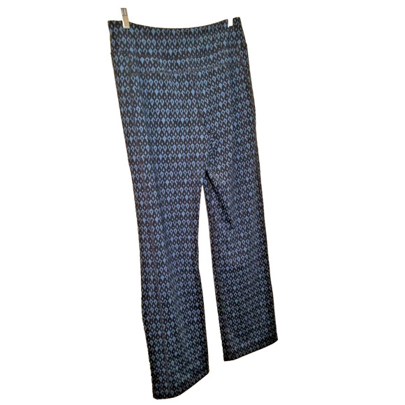 Coldwater Creek Direct Blue Black Wide Leg Geo Print Stretch Pants Size Medium - Picture 2 of 6